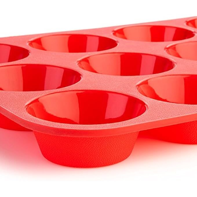 12 Cup Silicone Muffin  Cupcake Mould  Baking Tray Red - Image 5
