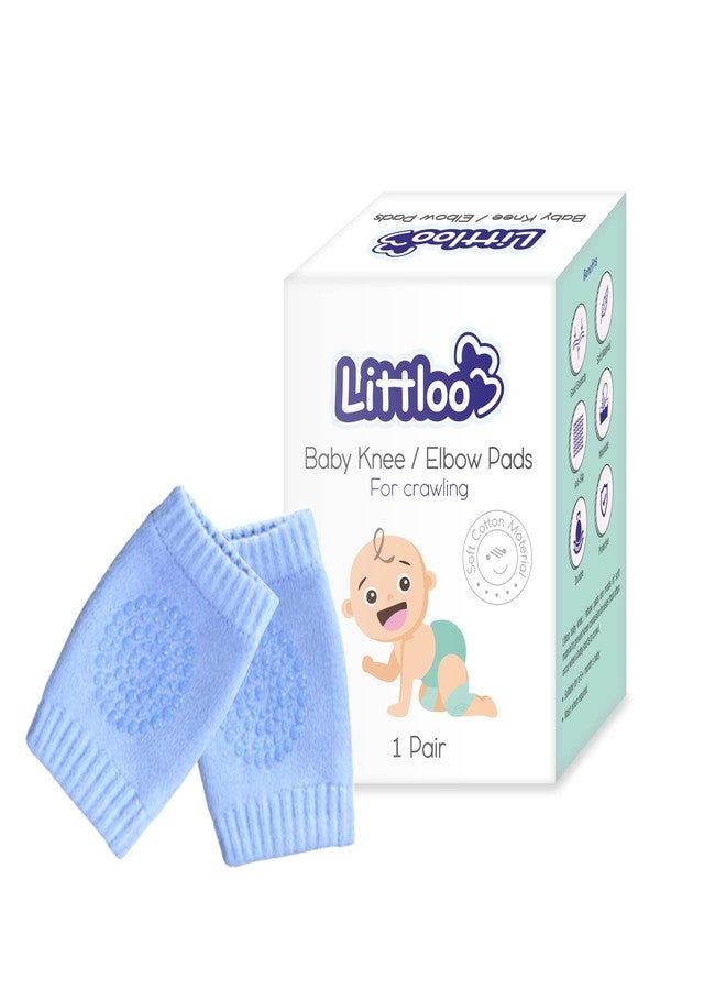 LITTLOO Baby Knee Socks & Crawling Socks Anti-Slip Knee & Elbow Protector Pads, Soft Cotton Elastic for Cushion & Knee Protection (Blue) - Image 1