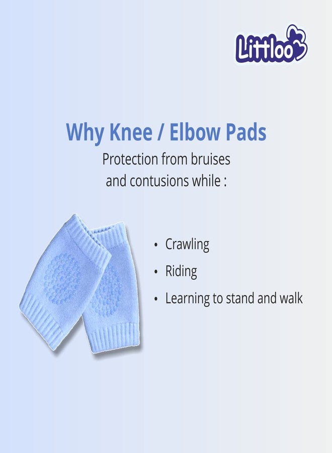 LITTLOO Baby Knee Socks & Crawling Socks Anti-Slip Knee & Elbow Protector Pads, Soft Cotton Elastic for Cushion & Knee Protection (Blue) - Image 5