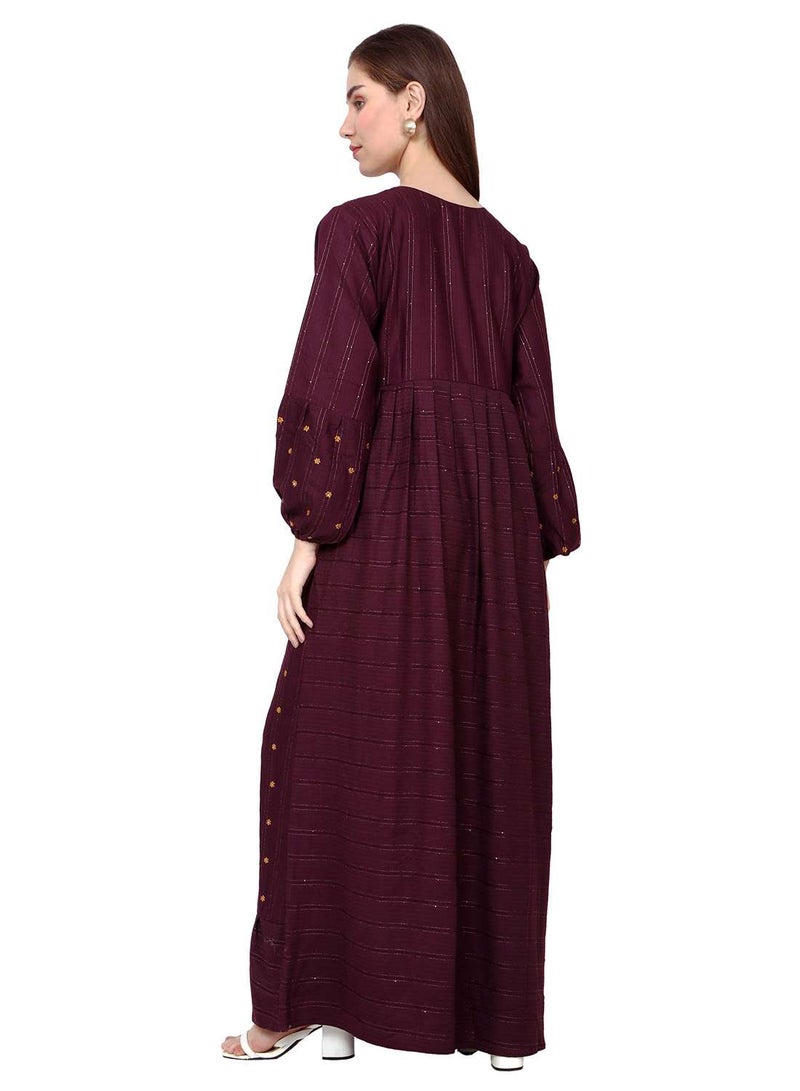HANA & SARA LONG VISCOSE UNIQUE EMBROIDERY LONG SLEEVES ARABIC KAFTAN JALABIYA DRESS  - Image 2