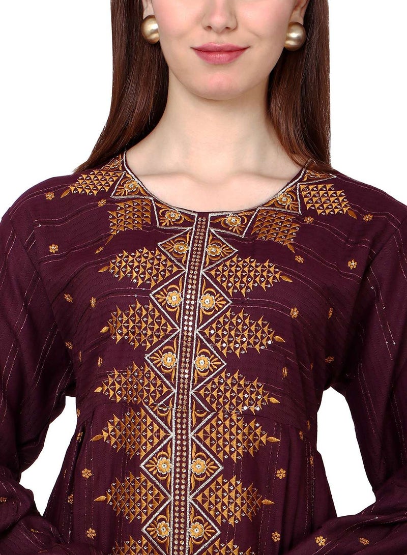 HANA & SARA LONG VISCOSE UNIQUE EMBROIDERY LONG SLEEVES ARABIC KAFTAN JALABIYA DRESS  - Image 3