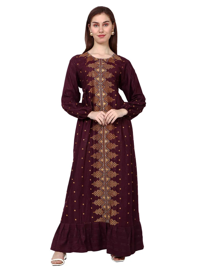 هانا آند سارا LONG VISCOSE UNIQUE EMBROIDERY LONG SLEEVES ARABIC KAFTAN JALABIYA DRESS