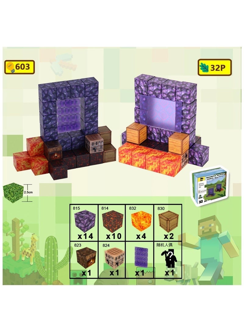 AirYoung Magnetic Building Blocks , Build Mine Magnet World Set, Miniature World Building Toys Cube Construction 25MM Super Large Size, Puzzle Building Block Family Parent-child Game,STEM Montessori Sensory Toys for Toddlers - Image 1