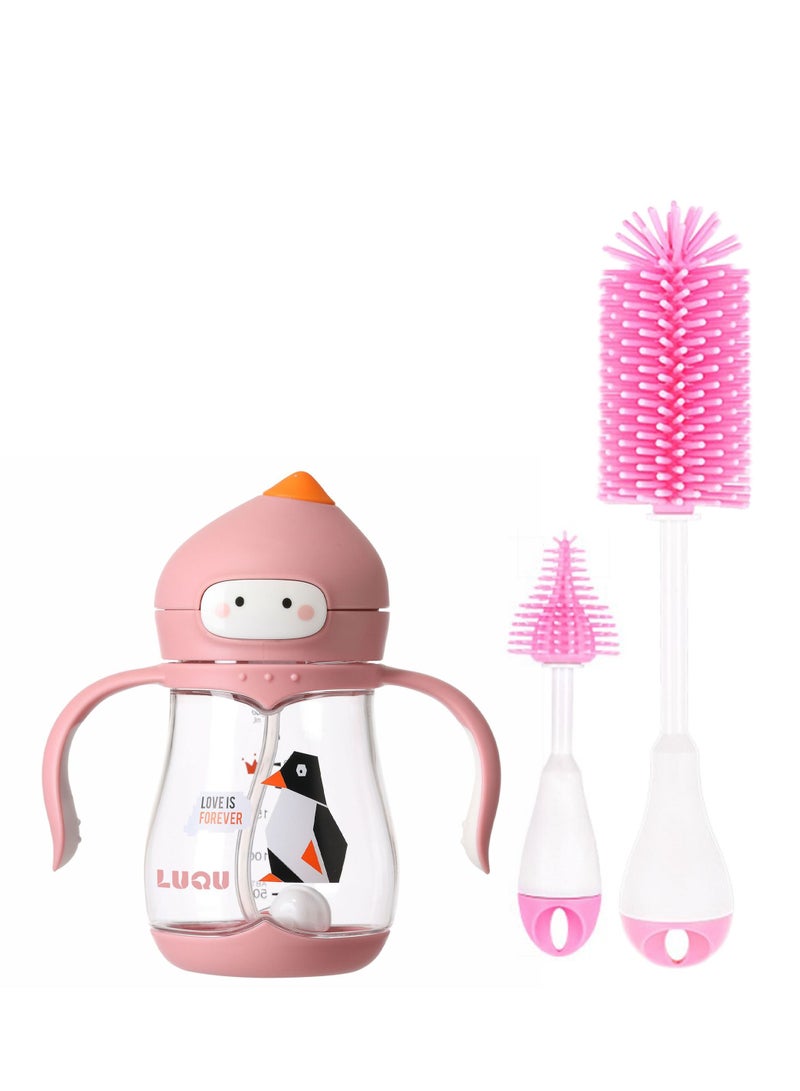 لوكو كوب بقشة للاطفال و مزود بفوهة وقشة من لوكو ، مضاد للانسكاب لتدريب الاطفال على الشرب ومزود بمقبض و فرشاه سيليكون - Image 1