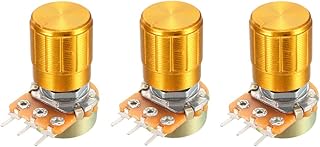 uxcell uxcell 3 Pcs 10K Ohm Variable Resistors Single Turn Rotary Carbon Film Taper Potentiometer with Knob  - Image 1