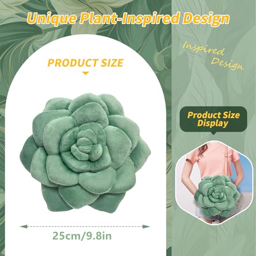 ZerzSemp PlantInspired Pillow HandStitched Plush Decorative Throw Pillow 3D Flower Plant Cushion Plush Pillows for Bedroom Living Room and Home Decoration 25cm98in - Image 3