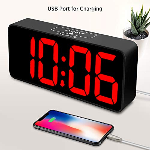 DreamSky Large Digital Alarm Clock Big Numbers for Seniors & Visually Impaired, 9 Inches Electric Clocks for Bedroom, Jumbo Display Fully Dimmable Brightness, USB Ports, Adjustable Alarm Volume - Image 4