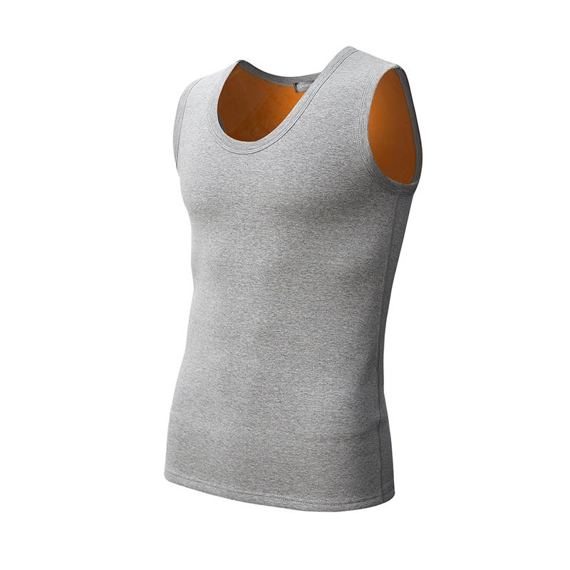Mens Double-sided Fleece Warm Vest Winter fleece-lined Thickened Round Neck Base Underwear Gold Fleece Coral Fleece Vest Vest black  - Image 5