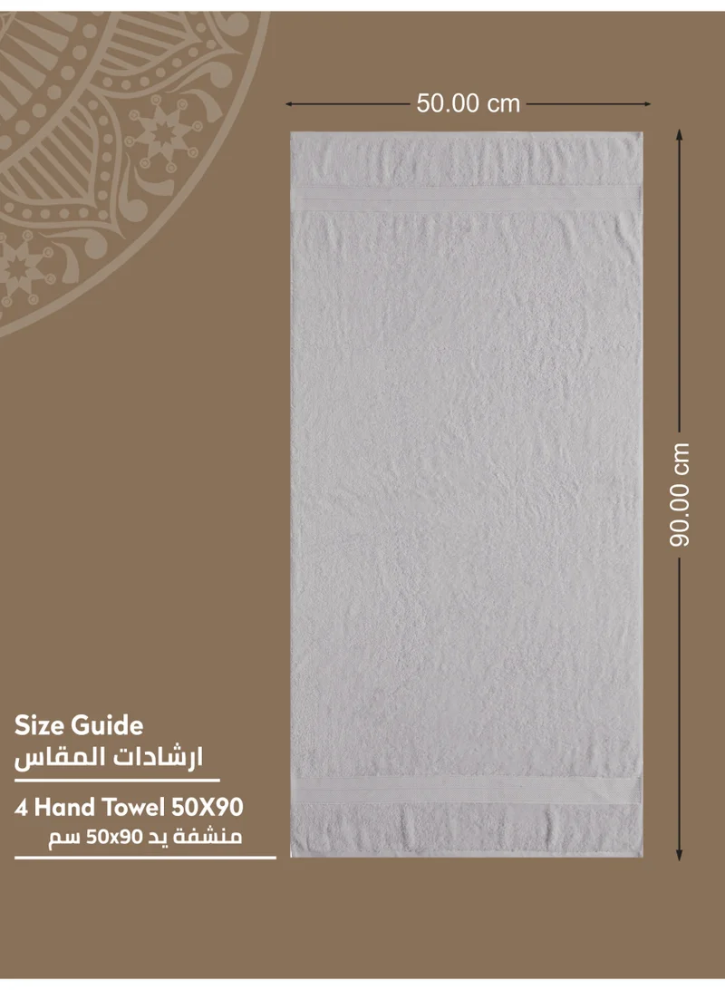 Donetella Premium 100 % Combed Cotton 4-Pcs Hand Towel Set (50 X 90 CM) 600 GSM Super Soft Hand Towel, Highly Absorbent, Quick Dry,Best Towel for Bathroom, Spa And Hotel,White