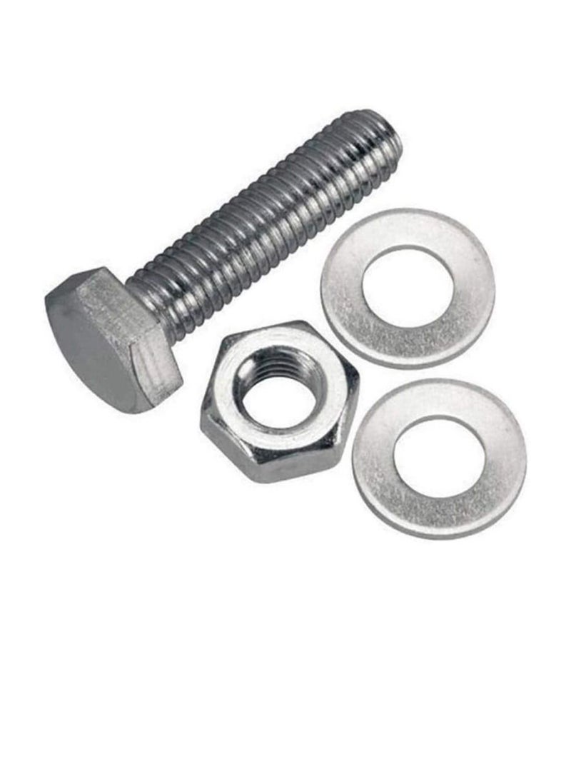 12 pcs Hex Head Screw Bolts Nuts & Washers Fully Thread GI Plain Finish Bolt Set. (8, 70MM) - Image 1
