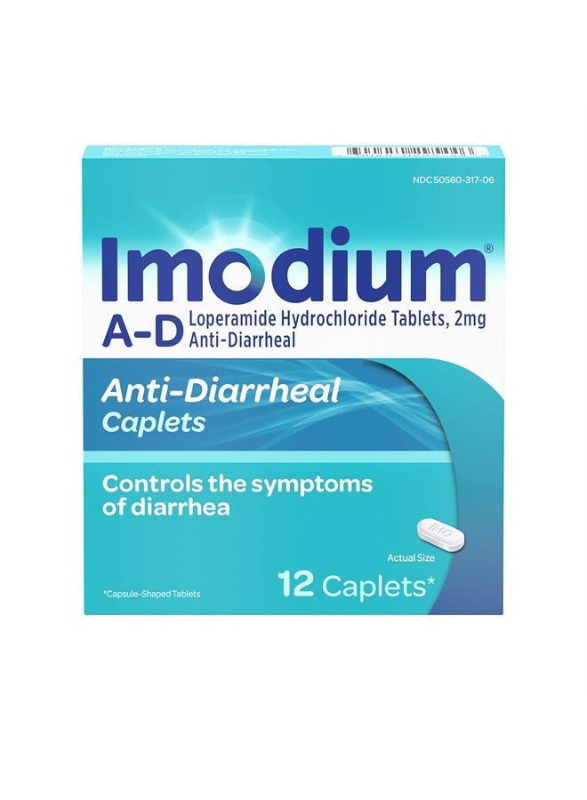 IMODIUM AD Diarrhea Relief Caplets with Loperamide Hydrochloride, 12 Count  - Image 1