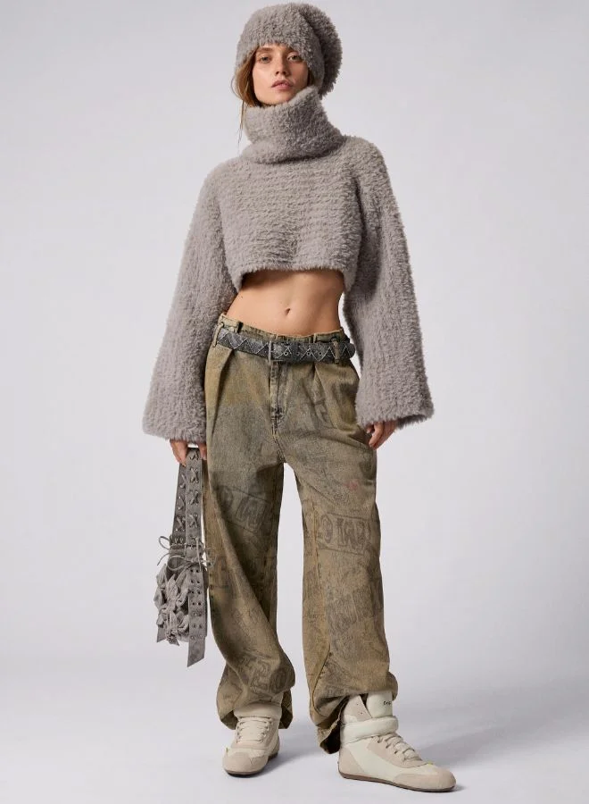 DESIGUAL Lettering Denim Pants