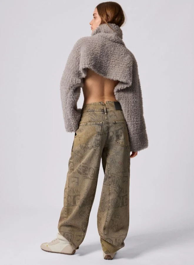 DESIGUAL Grey Lettering Denim Pants for Women | Best Price UAE