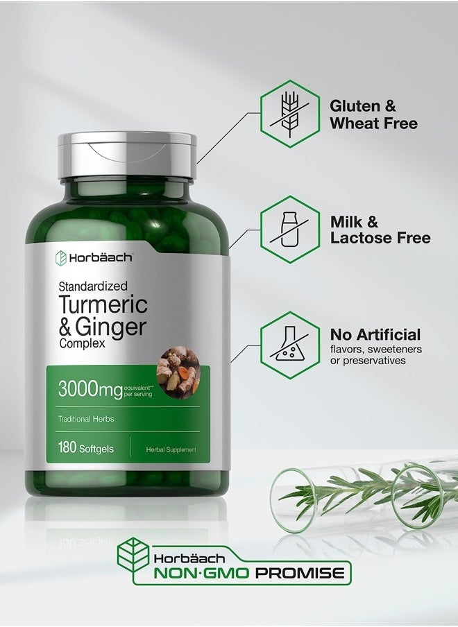 Horbaach Horbaach Turmeric and Ginger Supplement | 3000 mg 180 Softgel Pills | with Black Pepper Extract | Non-GMO, Gluten Free Supplement  - Image 4