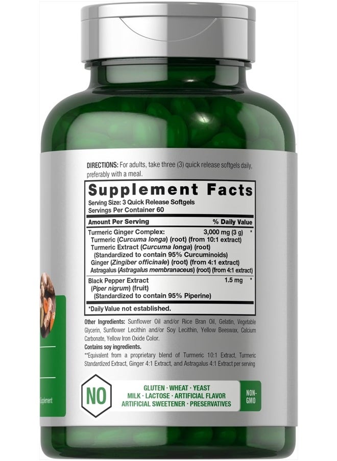 Horbaach Horbaach Turmeric and Ginger Supplement | 3000 mg 180 Softgel Pills | with Black Pepper Extract | Non-GMO, Gluten Free Supplement  - Image 2
