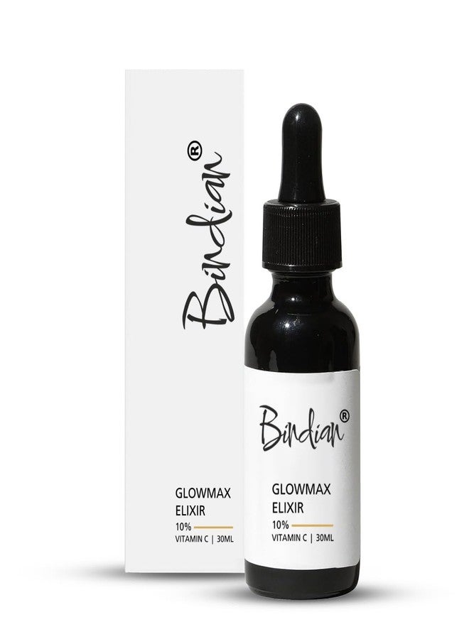 Bindian Glowmax Elixir 10% Vitamin C Booster Face Serum | Brightens Skin & Reduces Dark Spots | With Glutathione, Lemon Aspen Extract & Chinese Skull Cap | For Men & Women - 30ml