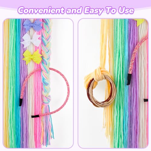 Basumee Unicorn Hair Bow Holder for Girls Wall Hanging Decor and Baby Hair Clip Hanger Organizer, Rainbow - Image 5