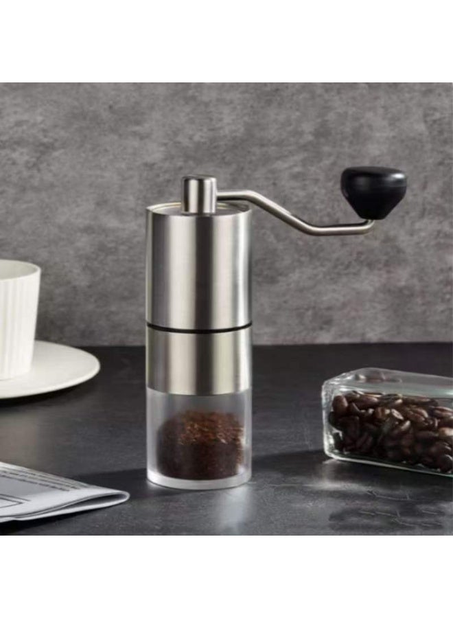 Stainless Steel Manual Coffee Grinder with 5 Adjustable Grind Settings, Portable Hand Coffee Bean Grinder with Ceramic Burr, Transparent Chamber for Home Office Travel - Image 5