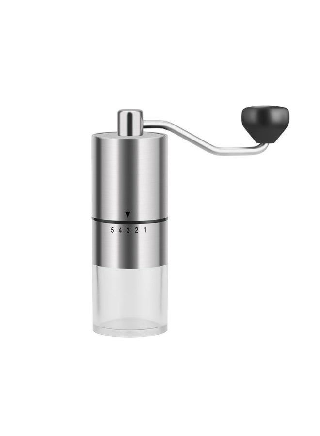 Stainless Steel Manual Coffee Grinder with 5 Adjustable Grind Settings, Portable Hand Coffee Bean Grinder with Ceramic Burr, Transparent Chamber for Home Office Travel - Image 1