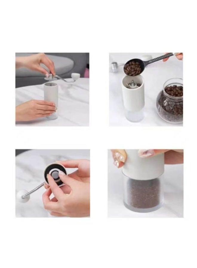 Stainless Steel Manual Coffee Grinder with 5 Adjustable Grind Settings, Portable Hand Coffee Bean Grinder with Ceramic Burr, Transparent Chamber for Home Office Travel - Image 2