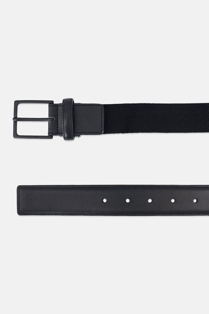JACK & JONES Men Pupus Leather Belt With Metal Closure, Black - Image 2