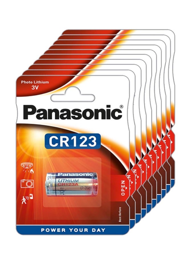 Panasonic CR123 Batteries (CR123A) - Pack of 10 Batteries - Image 1