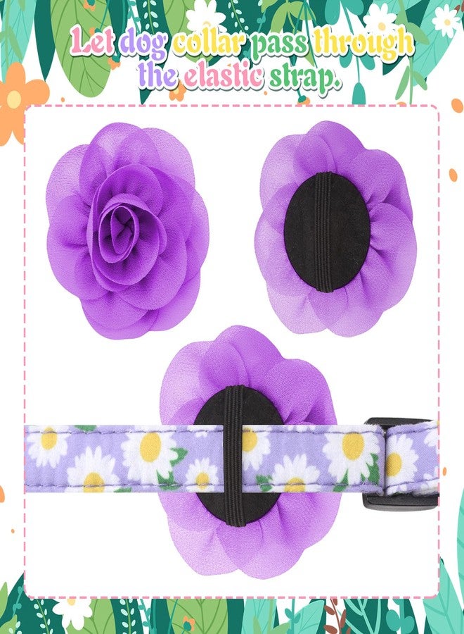XLSXEXCL 4 Pack Flower Dog Collar Floral Dog Collar for Girl Dog with Removal Flower Adjustable Safety Pet Puppy Collars for Female Puppy Small Dogs - Image 4