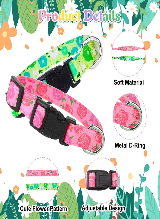 XLSXEXCL 4 Pack Flower Dog Collar Floral Dog Collar for Girl Dog with Removal Flower Adjustable Safety Pet Puppy Collars for Female Puppy Small Dogs - Image 3