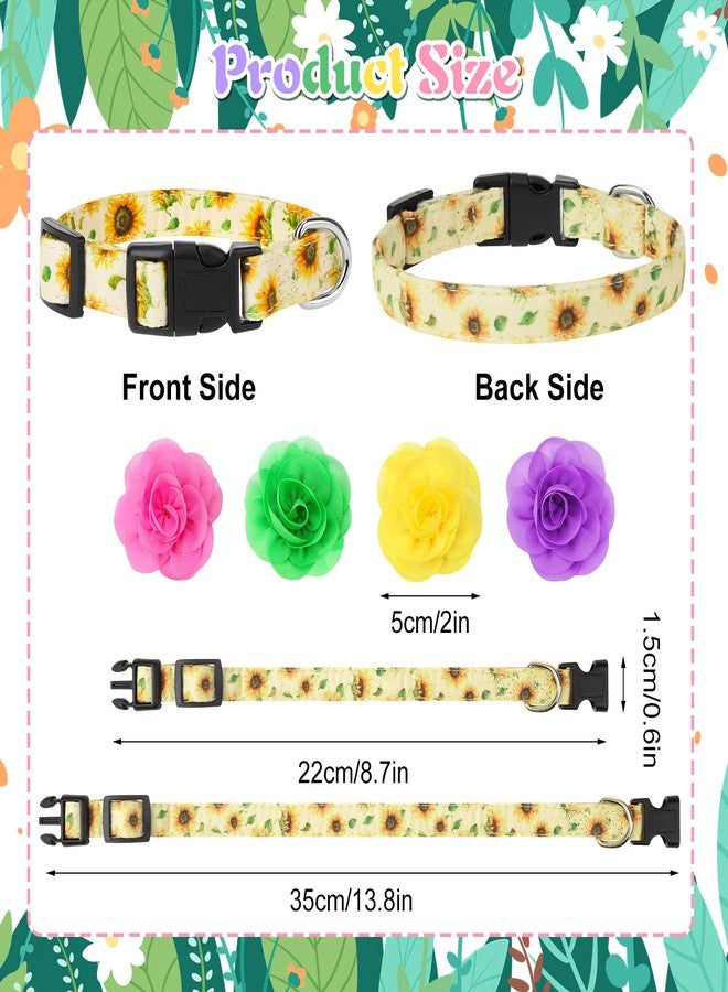 XLSXEXCL 4 Pack Flower Dog Collar Floral Dog Collar for Girl Dog with Removal Flower Adjustable Safety Pet Puppy Collars for Female Puppy Small Dogs - Image 2