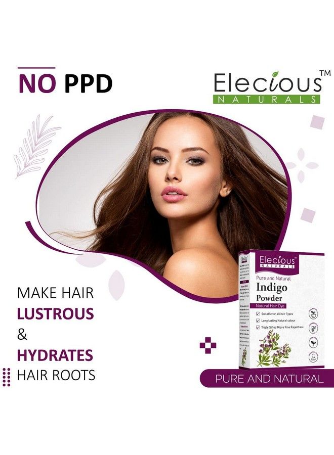 Elecious Indigo Powder For Hair Black (200 Grams) ; 100% Pure And Natural No Preservatives ; Natural Hair Dye ; No Ammonia No Ppd - Image 4