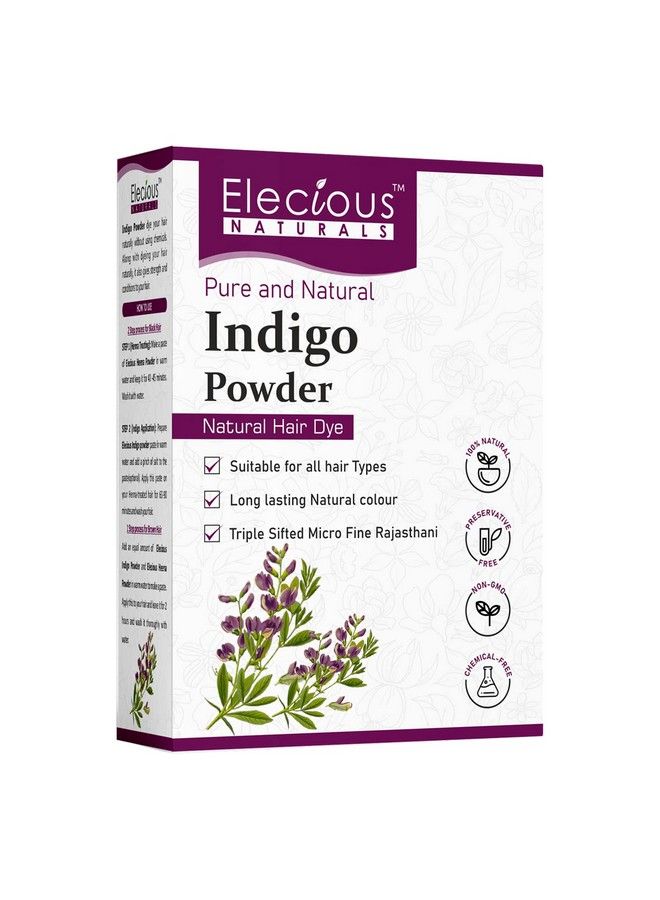 Elecious Indigo Powder For Hair Black (200 Grams) ; 100% Pure And Natural No Preservatives ; Natural Hair Dye ; No Ammonia No Ppd - Image 2