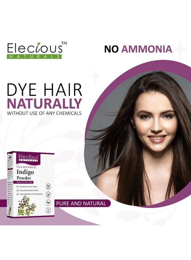 Elecious Indigo Powder For Hair Black (200 Grams) ; 100% Pure And Natural No Preservatives ; Natural Hair Dye ; No Ammonia No Ppd - Image 3