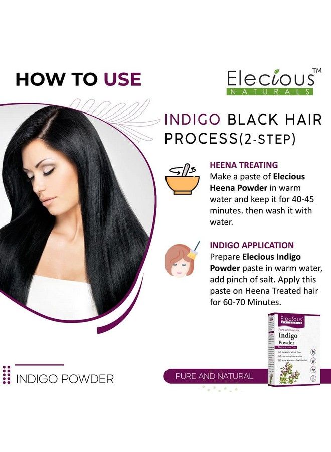 Elecious Indigo Powder For Hair Black (200 Grams) ; 100% Pure And Natural No Preservatives ; Natural Hair Dye ; No Ammonia No Ppd - Image 5