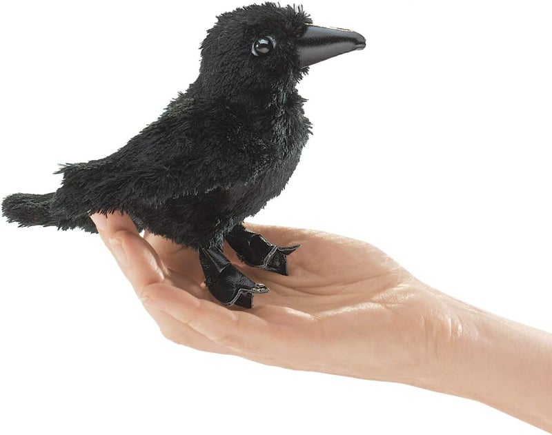 Folkmanis Mini Raven Finger Puppet - Plush Interactive Toy for Storytelling and Play - Image 1