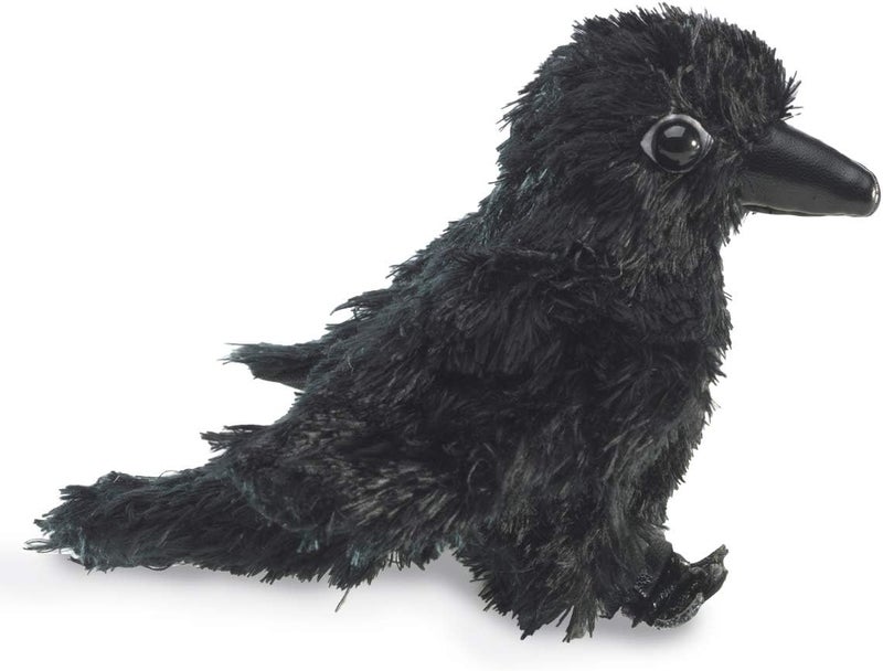 Folkmanis Mini Raven Finger Puppet - Plush Interactive Toy for Storytelling and Play - Image 2