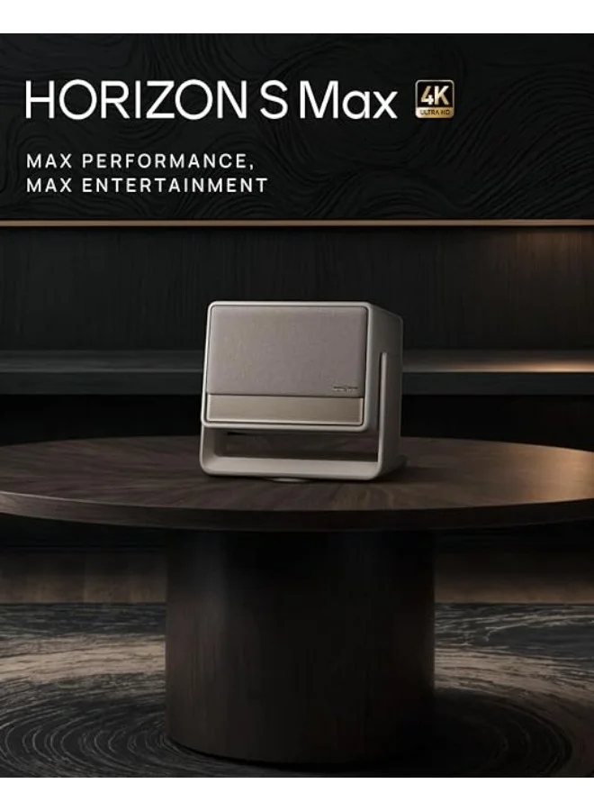 XGIMI HORIZON S Max | 4K Long Throw Projector w/ Dolby Vision, IMAX Enhanced, Dual Light 2.0, 3100 ISO Lumens, Up to 200" Screen Size, 2x 12W Harman/Kardon Speakers, Smart Screen Adaptation - Beige