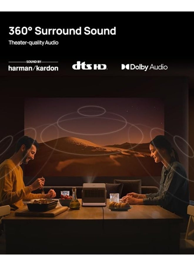 HORIZON S Max | 4K Long Throw Projector w/ Dolby Vision, IMAX Enhanced, Dual Light 2.0, 3100 ISO Lumens, Up to 200" Screen Size, 2x 12W Harman/Kardon Speakers, Smart Screen Adaptation - Beige