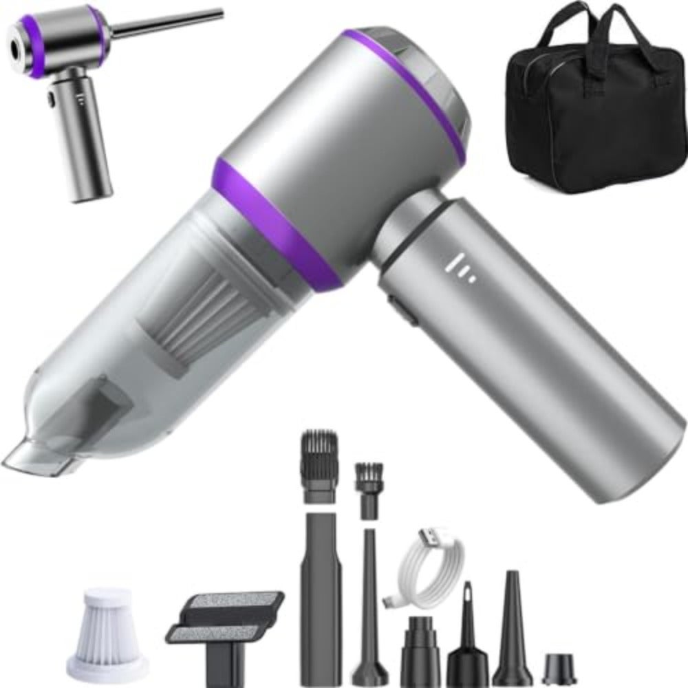 Portable handheld cordless vacuum cleaner for car, home, office camping; ABS plastic, black; 20000PA suction, brushless motor, 3-speed modes, 6000mAh battery, washable HEPA filter