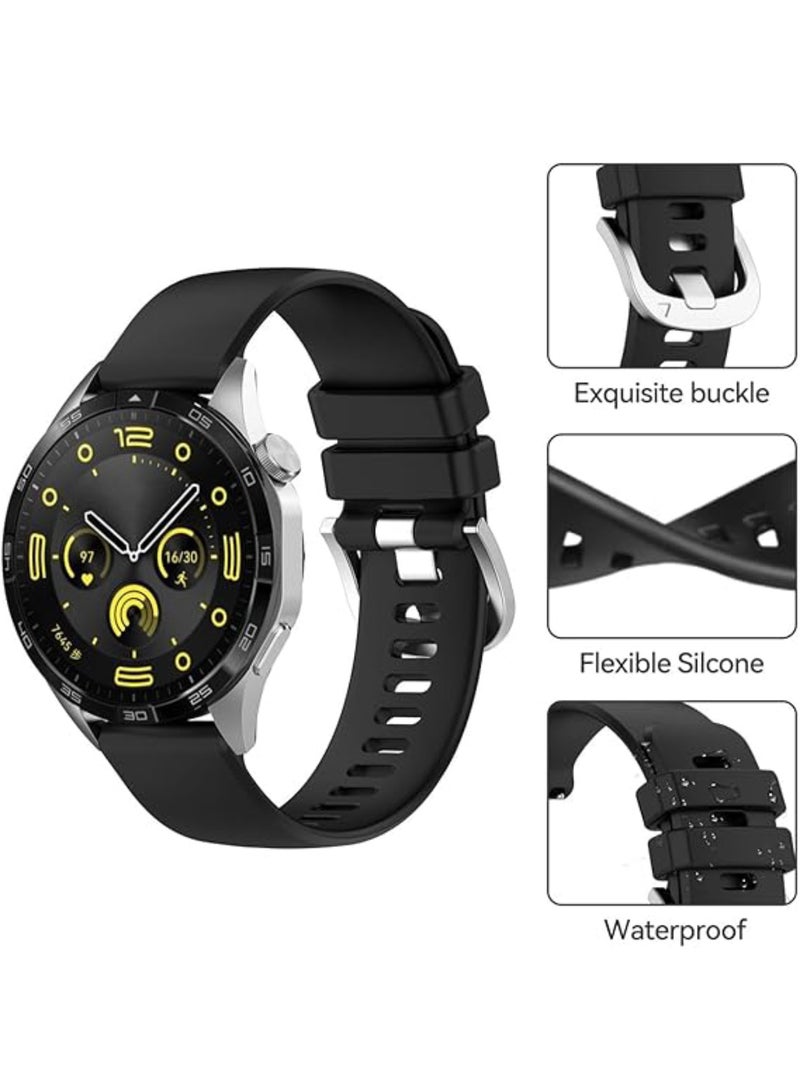 اووكاي 4 قطع من سوار السيليكون 22 مم متوافق مع ساعة هواوي GT5 46 مم/ GT5 46 مم/ GT4 46 مم/ GT3/ GT3 Pro 46 مم/ GT/ GT2 46 مم/ GT2 Pro 22 مم سوار ساعة بديل رياضي قابل للتعديل (أسود + أزرق + أخضر + رمادي) - Image 2