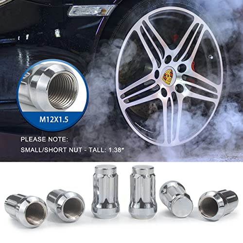 GAsupply صواميل العجلات GAsupply 12x1.5، صواميل مغلقة من الكروم على شكل جوزة، ارتفاع 1.38"، سداسي 3/4"، مقعد مخروطي بزاوية 60 درجة للعجلات بعد البيع، عبوة من 20+1 مفتاح صواميل سبلين - Image 5