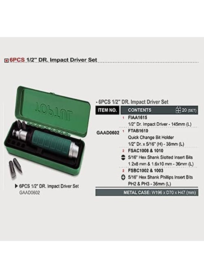 توبتول مجموعة مفكات دوران توبتول بمقاس 1/2 بوصة و6 قطع - Gaad0603 - Image 3