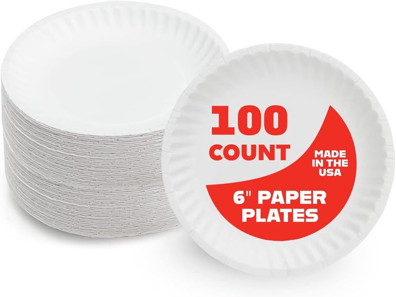 Hygloss Products Paper Plates Uncoated White Plate Use for Foodware Events Activities Crafts Projects and More Environmentally Friendly Recyclable and Disposable 6Inches 100 Pack