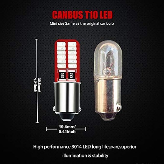 YEERON Ba9S Ba9 T4W 53 57 1895 64111 Led Bulbs 200Lm Super Bright 24Smd 3014 Chips Led Lamp For License Plate Side Door Interior Map Dome Parking City Dashboard LightGreen10Pack - Image 4