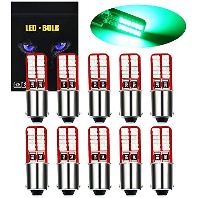 YEERON Ba9S Ba9 T4W 53 57 1895 64111 Led Bulbs 200Lm Super Bright 24Smd 3014 Chips Led Lamp For License Plate Side Door Interior Map Dome Parking City Dashboard LightGreen10Pack - Image 1