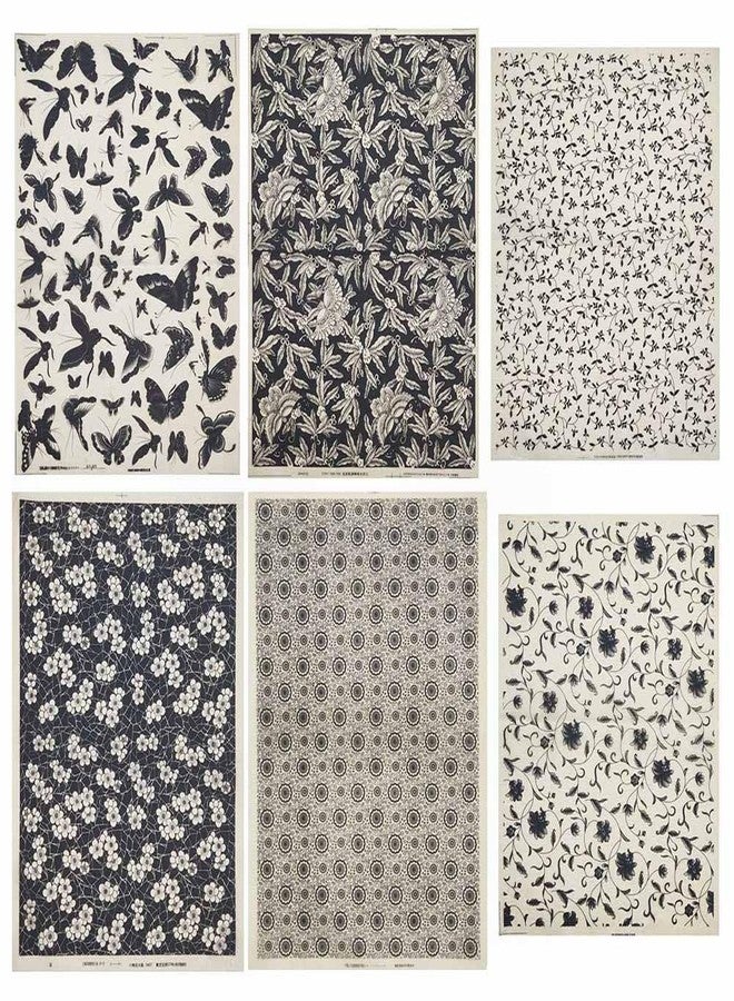 Primst 6PCS Pottery Art DIY Stickers Ceramic Clay Transfer Paper Flower Paper Porcelain Glaze Underglaze Transfers for Pottery Overglaze Enamel Waterslide Decal (Black) - Image 1