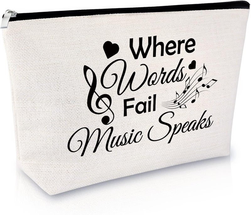 Music Gift for Women Music Makeup Bag Music Lover Gift for Women Friend Girl Cosmetic Bag Appreciation Gift for Music Teacher Student Musicians Birthday Christmas Retirement Gift Travel Cosmetic Pouch