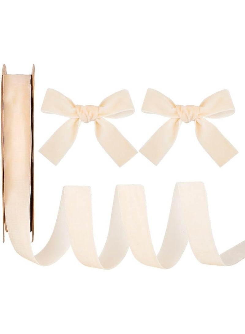 ChicAbode Velvet Ribbon Roll, 10 Yards Single Face Velvet Fabric Ribbon for Gift Wrapping, Bow Making, Wedding, Flower Arranging, Valentine’s Day, Christmas Decoration (Beige) - Image 1