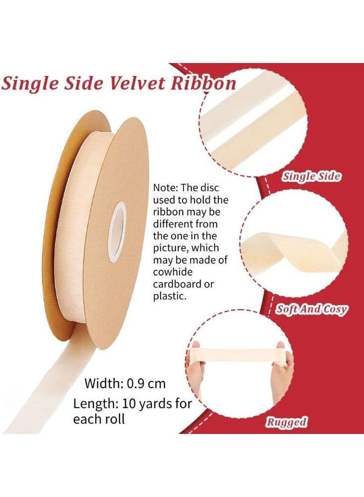 ChicAbode Velvet Ribbon Roll, 10 Yards Single Face Velvet Fabric Ribbon for Gift Wrapping, Bow Making, Wedding, Flower Arranging, Valentine’s Day, Christmas Decoration (Beige) - Image 2