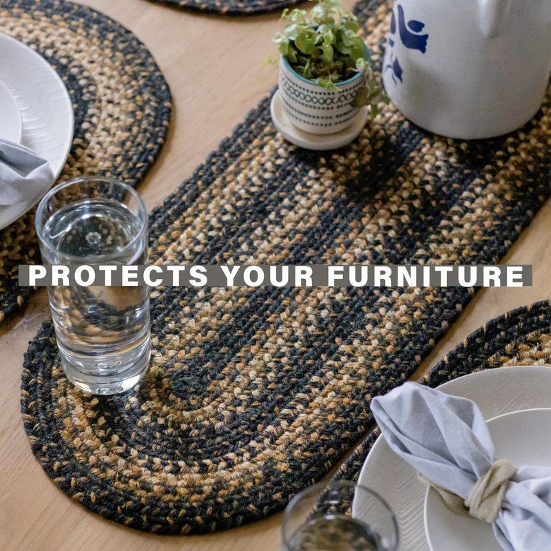 Homespice Kilimanjaro Jute Braided Long Table Runner, Warm Primitive Decor, Black and Brown Rectangle 11x36 - Rich Colors, Easy to Clean, Durable and Protects Furniture - Image 3