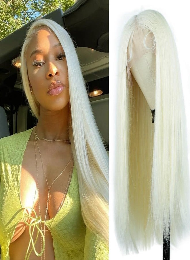 goodear 13x6 Straight Lace Front Wig Pre Plucked Lace Front Wigs with Baby Hair Glueless Lace Wigs for Women 26 Inch Full, soft, lifelike, breathable Daily Party (613# White Blonde, Long 26inch) - Image 1